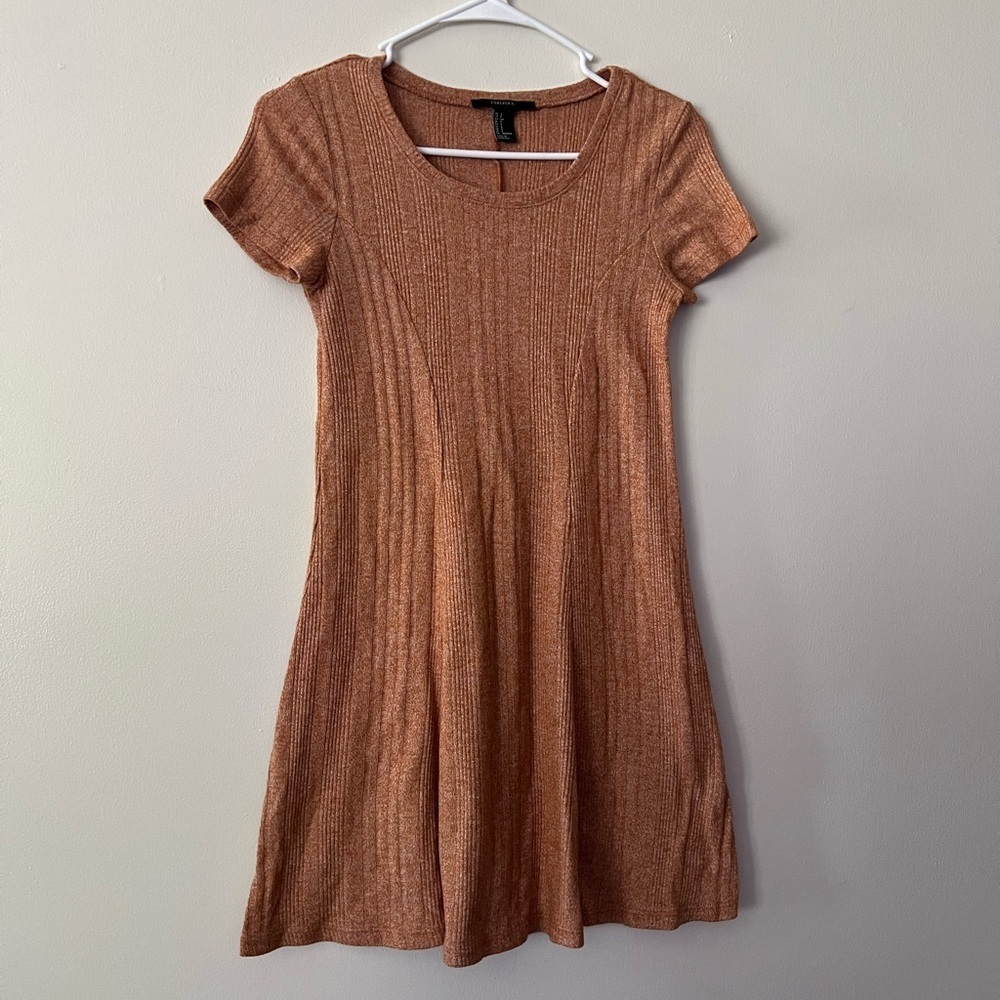 Forever 21 Orange A-Line Mini Dress Scoop Neck Short Sleeve